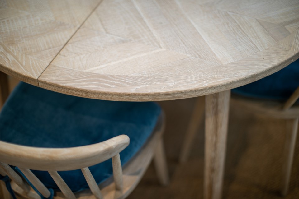 Close up of dining table material